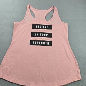 Old Navy Tank Top Womens Peach Believe In Your Strength Graphic Print Racerback